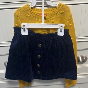 Girls size 4 (xs) Isaac Mizrahi corduroy skirt, and button down sweater